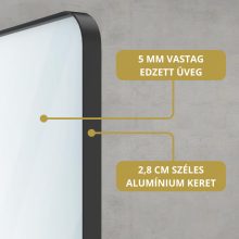 HD Lucy Black 60/80 cm széles fürdőszobai kerek fali tükör, fekete színű alumínium kerettel