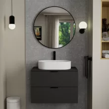 HD Lucy Black 80x80 cm széles fürdőszobai kerek fali tükör, fekete színű alumínium kerettel