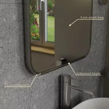 HD Kim Chrome 50x70 cm széles fürdőszobai szögletes fali tükör, szálcsiszolt alumínium kerettel és LED lámpával
