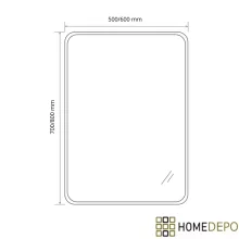 HD Kim Chrome 50x70 cm széles fürdőszobai szögletes fali tükör, szálcsiszolt alumínium kerettel és LED lámpával