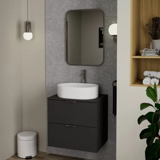 HD Kim Chrome 50x70 cm széles fürdőszobai szögletes szögletes fali tükör, krómozott alumínium kerettel