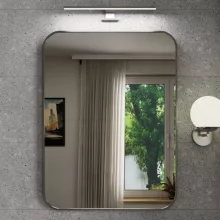 HD Kim Chrome 60x80 cm széles fürdőszobai szögletes szögletes fali tükör, krómozott alumínium kerettel és LED lámpával