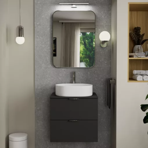 HD Kim Chrome 60x80 cm széles fürdőszobai szögletes szögletes fali tükör, krómozott alumínium kerettel és LED lámpával