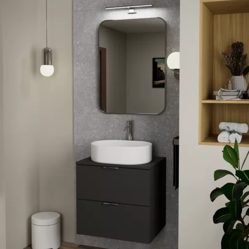 HD Kim Chrome 60x80 cm széles fürdőszobai szögletes szögletes fali tükör, krómozott alumínium kerettel és LED lámpával