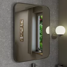 HD Kim Chrome 60x80 cm széles fürdőszobai szögletes fali tükör, szálcsiszolt ezüst alumínium kerettel