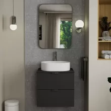 HD Kim Chrome 60x80 cm széles fürdőszobai szögletes fali tükör, szálcsiszolt ezüst alumínium kerettel