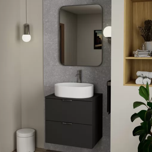 HD Kim Chrome 60x80 cm széles fürdőszobai szögletes fali tükör, szálcsiszolt ezüst alumínium kerettel