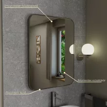 HD Kim Chrome 60x80 cm széles fürdőszobai szögletes fali tükör, szálcsiszolt ezüst alumínium kerettel