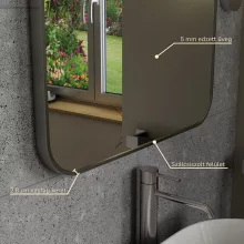 HD Kim Chrome 60x80 cm széles fürdőszobai szögletes fali tükör, szálcsiszolt ezüst alumínium kerettel