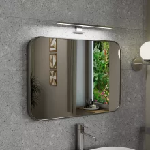 HD Kim Chrome 70x50 cm széles fürdőszobai szögletes fali tükör, krómozott alumínium kerettel és LED lámpával