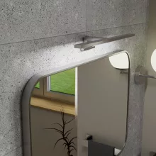 HD Kim Chrome 70x50 cm széles fürdőszobai szögletes fali tükör, krómozott alumínium kerettel és LED lámpával