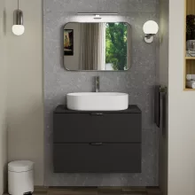 HD Kim Chrome 70x50 cm széles fürdőszobai szögletes fali tükör, krómozott alumínium kerettel és LED lámpával