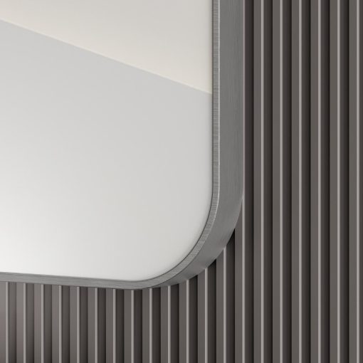 HD Kim Chrome 70/80 cm széles fürdőszobai szögletes fali tükör, krómozott alumínium kerettel és LED lámpával