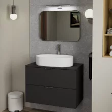 HD Kim Chrome 70x50 cm széles fürdőszobai szögletes fali tükör, krómozott alumínium kerettel és LED lámpával