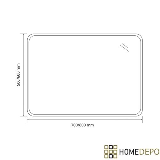 HD Kim Chrome 70/80 cm széles fürdőszobai szögletes fali tükör, krómozott alumínium kerettel és LED lámpával