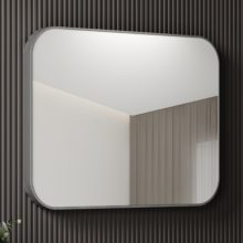 HD Kim Chrome 70/80 cm széles fürdőszobai szögletes fali tükör, szálcsiszolt alumínium kerettel