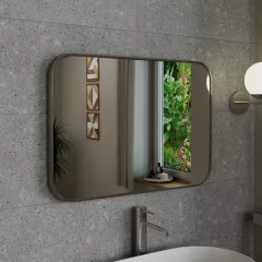   HD Kim Chrome 70x50 cm széles fürdőszobai szögletes fali tükör, szálcsiszolt alumínium kerettel