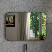 HD Kim Chrome 70x50 cm széles fürdőszobai szögletes fali tükör, szálcsiszolt alumínium kerettel