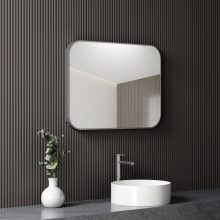 HD Kim Chrome 70/80 cm széles fürdőszobai szögletes fali tükör, szálcsiszolt alumínium kerettel