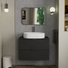 HD Kim Chrome 70x50 cm széles fürdőszobai szögletes fali tükör, szálcsiszolt alumínium kerettel