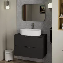 HD Kim Chrome 70x50 cm széles fürdőszobai szögletes fali tükör, szálcsiszolt alumínium kerettel