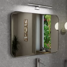 HD Kim Chrome 80x60 cm széles fürdőszobai szögletes fali tükör, krómozott alumínium kerettel és LED lámpával