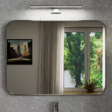 HD Kim Chrome 80x60 cm széles fürdőszobai szögletes fali tükör, krómozott alumínium kerettel és LED lámpával
