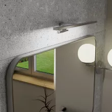 HD Kim Chrome 80x60 cm széles fürdőszobai szögletes fali tükör, krómozott alumínium kerettel és LED lámpával