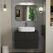 HD Kim Chrome 80x60 cm széles fürdőszobai szögletes fali tükör, krómozott alumínium kerettel és LED lámpával