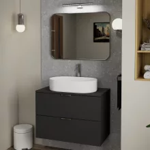 HD Kim Chrome 80x60 cm széles fürdőszobai szögletes fali tükör, krómozott alumínium kerettel és LED lámpával