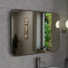 HD Kim Chrome 80x60 cm széles fürdőszobai szögletes fali tükör, krómozott alumínium kerettel