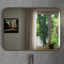 HD Kim Chrome 80x60 cm széles fürdőszobai szögletes fali tükör, krómozott alumínium kerettel
