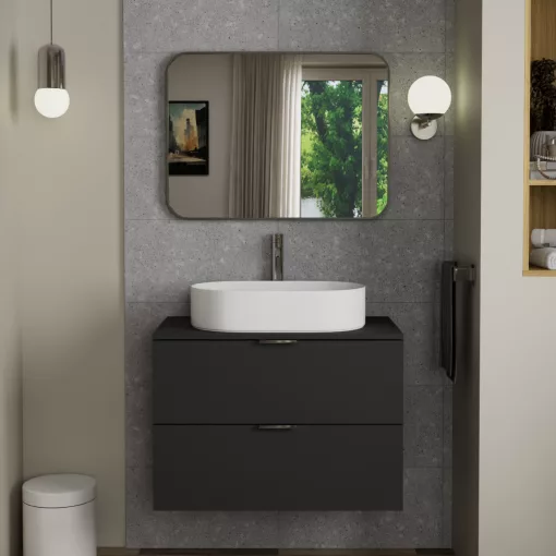 HD Kim Chrome 80x60 cm széles fürdőszobai szögletes fali tükör, krómozott alumínium kerettel