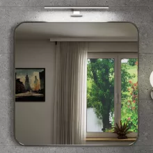 HD Kim Brushed Chrome 80x80 cm széles fürdőszobai fali szögletes tükör, szálcsiszolt króm színű alumínium kerettel és LED lámpával