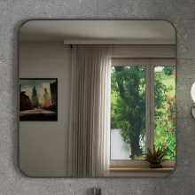 HD Kim Brushed Chrome 80x80 cm széles fürdőszobai fali szögletes tükör, szálcsiszolt króm színű alumínium kerettel