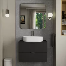 HD Kim Brushed Chrome 80x80 cm széles fürdőszobai fali szögletes tükör, szálcsiszolt króm színű alumínium kerettel