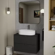 HD Kim Brushed Chrome 80x80 cm széles fürdőszobai fali szögletes tükör, szálcsiszolt króm színű alumínium kerettel