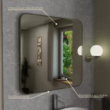 HD Kim Brushed Chrome 80x80 cm széles fürdőszobai fali szögletes tükör, szálcsiszolt króm színű alumínium kerettel