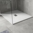 HD Marco+ White 120x100 SMC kompozit slim szögletes kőhatású zuhanytálca, krómozott ráccsal, 2,6 cm magas, szifonnal