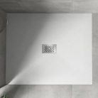 HD Marco+ White 120x100 SMC kompozit slim szögletes kőhatású zuhanytálca, krómozott ráccsal, 2,6 cm magas, szifonnal
