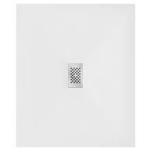 HD Marco+ White 110x100 SMC kompozit slim szögletes kőhatású zuhanytálca, krómozott ráccsal, 2,6 cm magas, szifon nélkül