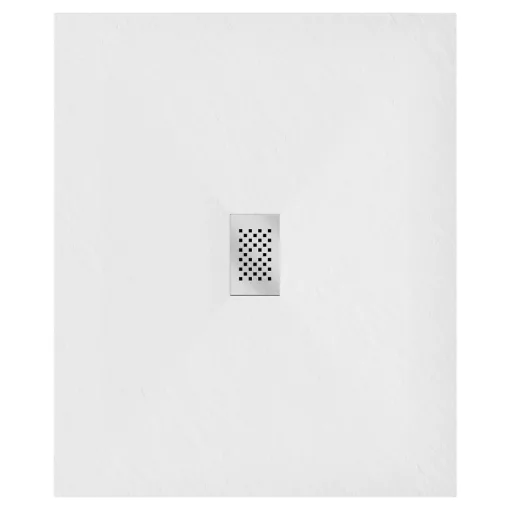 HD Marco+ White 110x100 SMC kompozit slim szögletes kőhatású zuhanytálca, krómozott ráccsal, 2,6 cm magas, szifon nélkül