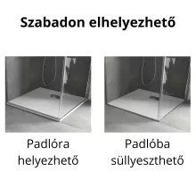 HD Marco+ White 110x100 SMC kompozit slim szögletes kőhatású zuhanytálca, krómozott ráccsal, 2,6 cm magas, szifon nélkül