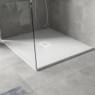 HD Marco+ White 110x100 SMC kompozit slim szögletes kőhatású zuhanytálca, fehér ráccsal, 2,6 cm magas, szifonnal