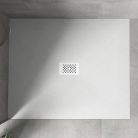 HD Marco+ White 110x100 SMC kompozit slim szögletes kőhatású zuhanytálca, fehér ráccsal, 2,6 cm magas, szifonnal