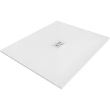 HD Marco+ White 120x100 SMC kompozit slim szögletes kőhatású zuhanytálca, fehér ráccsal, 2,6 cm magas, szifon nélkül