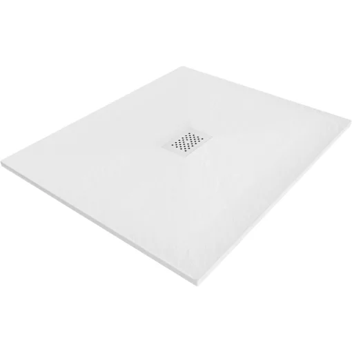 HD Marco+ White 120x100 SMC kompozit slim szögletes kőhatású zuhanytálca, fehér ráccsal, 2,6 cm magas, szifon nélkül