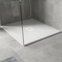 HD Marco+ White 120x100 SMC kompozit slim szögletes kőhatású zuhanytálca, fehér ráccsal, 2,6 cm magas, szifon nélkül