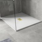 HD Marco+ White 120x100 SMC kompozit slim szögletes kőhatású zuhanytálca, arany színű ráccsal, 2,6 cm magas, szifonnal