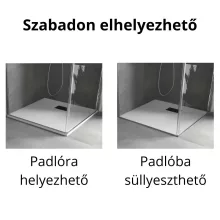 HD Marco+ White 100x120 SMC kompozit slim szögletes kőhatású zuhanytálca, fekete ráccsal, 2,6 cm magas, szifon nélkül